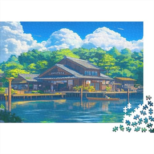 Holzhaus Puzzle 1000 Teile Für Erwachsene Puzzle japanischer Anime Geschicklichkeitsspiel Für Die Ganze Familie Erwachsene Premium Quality Entspannend 1000pcs (75x50cm) von lihuogongsio