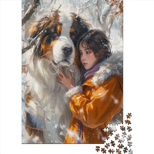 Hund Puzzle 1000 Teile Puzzle Für Erwachsene Bernhardiner Geschicklichkeitsspiel Für Die Ganze Familie Premium Quality Schöne Geschenkidee Kräftigen Farben 1000pcs (75x50cm) von lihuogongsio