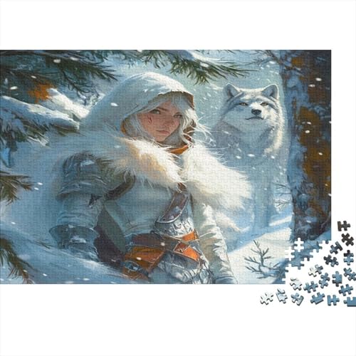 Jägerin Puzzle Erwachsene 1000 Teile Holzpuzzle Erwachsene Lernspiel Puzzle arktischer Wolf Spielzeug Geschenk Stress Abbauen Einzigartiges Geschenk 1000pcs (75x50cm) von lihuogongsio