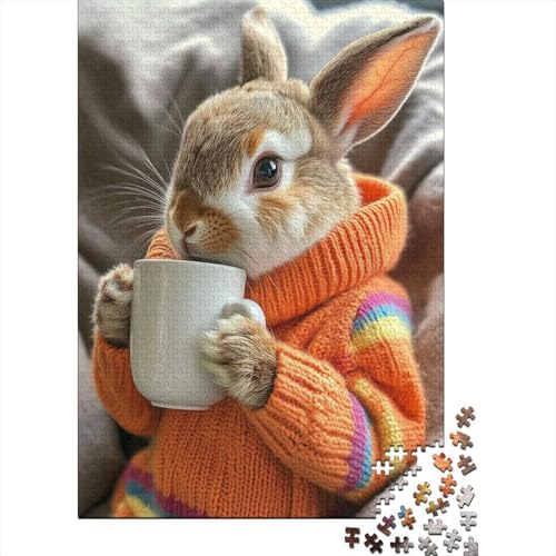 Kaninchen 1000 Stück Puzzles Häschen Puzzle Lernspiel Spielzeug Geschenk Geschicklichkeitsspiel Für Die Ganze Familie Schöne Geschenkidee DIY Kreative 1000pcs (75x50cm) von lihuogongsio