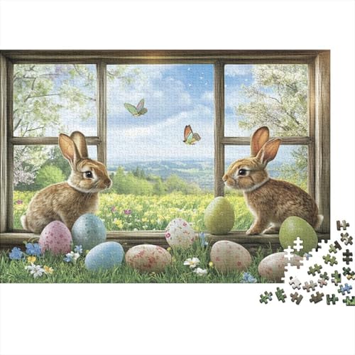Kaninchen Puzzle Erwachsene 1000 Teile Easter Häschen Spielepuzzles Für Die Ganze Familie Brain Challenge Raumdekoration Lernspiel Spielzeug Moderne Wohnkultur 1000pcs (75x50cm) von lihuogongsio