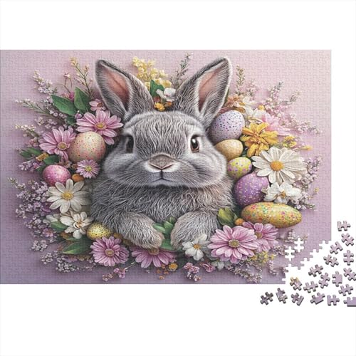 Kaninchen Puzzle Erwachsene 1000 Teile Häschen Spielepuzzles Für Die Ganze Familie Brain Challenge Raumdekoration Lernspiel Spielzeug Moderne Wohnkultur 1000pcs (75x50cm) von lihuogongsio