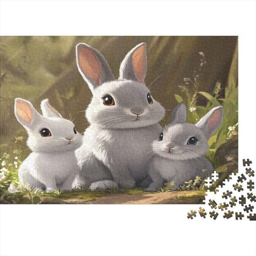 Kaninchen Puzzle Erwachsene 1000 Teile Häschen Spielepuzzles Für Die Ganze Familie Brain Challenge Raumdekoration Lernspiel Spielzeug Moderne Wohnkultur 1000pcs (75x50cm) von lihuogongsio