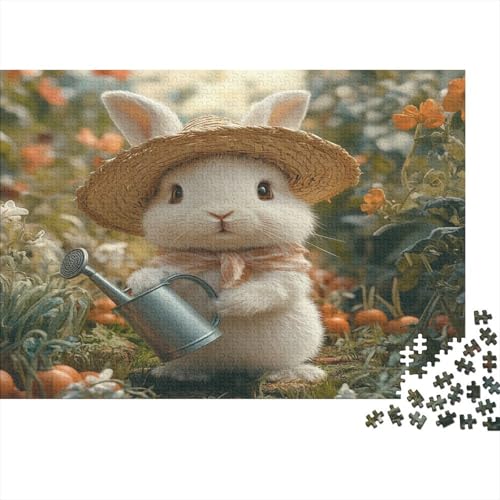 Kaninchen Puzzle Erwachsene 1000 Teile Häschen Spielepuzzles Für Die Ganze Familie Brain Challenge Raumdekoration Lernspiel Spielzeug Moderne Wohnkultur 1000pcs (75x50cm) von lihuogongsio