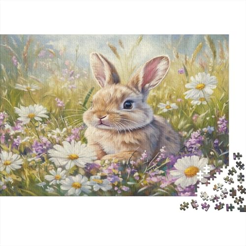 Kaninchen Puzzle Erwachsene 1000 Teile Stress Abbauen Familien-Puzzlespiel DIY Kreative Puzzle Häschen Unterhaltung Schöne Geschenkidee Kräftigen Farben 1000pcs (75x50cm) von lihuogongsio