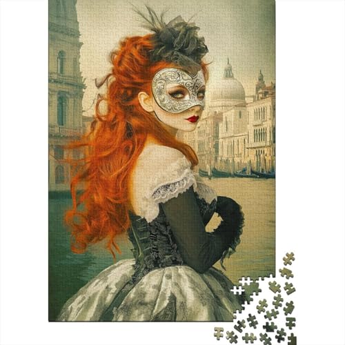 Karnevalsmaskee Puzzle Erwachsene 1000 Teile Maskeenball Holzpuzzle Stress Abbauen Familien-Puzzlespiel Kräftigen Farben Schöne Geschenkverpackung Lernspiel Spielzeug 1000pcs (75x50cm) von lihuogongsio