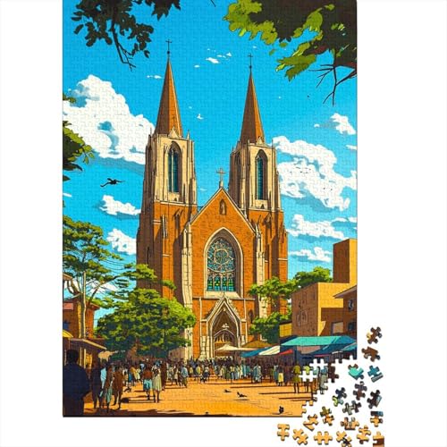 Katzehédrale Notre-Dame Puzzle Erwachsene 1000 Teile Paris Holzpuzzle Stress Abbauen Familien-Puzzlespiel Kräftigen Farben Schöne Geschenkverpackung Lernspiel Spielzeug 1000pcs (75x50cm) von lihuogongsio