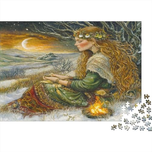 Keltisch Göttin Puzzle Erwachsene 1000 Teile Brigid keltisch Puzzle Holzpuzzle Geschicklichkeitsspiel Für Die Ganze Familie Schöne Geschenkidee DIY Kreative Unterhaltung 1000pcs (75x50cm) von lihuogongsio