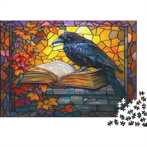 Krähe Puzzle 1000 Teile Für Erwachsene Geschicklichkeitsspiel Für Die Ganze Familie Buntglas Puzzle Premium Quality Schöne Geschenkidee Moderne 1000pcs (75x50cm) von lihuogongsio
