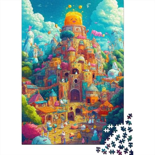 Kuchenstadt Puzzle 1000 Teile Für Erwachsene Geschicklichkeitsspiel Für Die Ganze Familie Cartoon-Stil Anime Puzzle Premium Quality Schöne Geschenkidee Moderne 1000pcs (75x50cm) von lihuogongsio