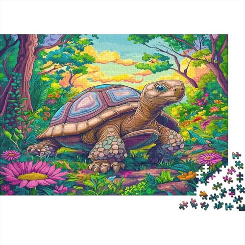 Landschildkröte 1000 Stück Puzzles Schildkröte Puzzle Lernspiel Spielzeug Geschenk Geschicklichkeitsspiel Für Die Ganze Familie Schöne Geschenkidee DIY Kreative 1000pcs (75x50cm) von lihuogongsio