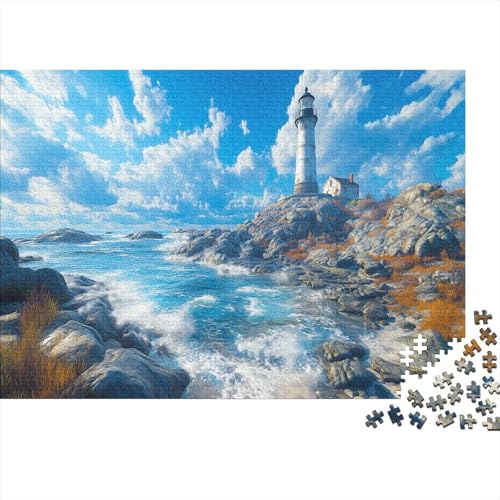 Leuchtturm Puzzle 1000 Teile Holzpuzzle Erwachsene Anspruchsvoll Puzzle Portland Head in Maine DIY Kit Holzspielzeug Einzigartiges Geschenk Moderne Wohnkultur 1000pcs (75x50cm) von lihuogongsio