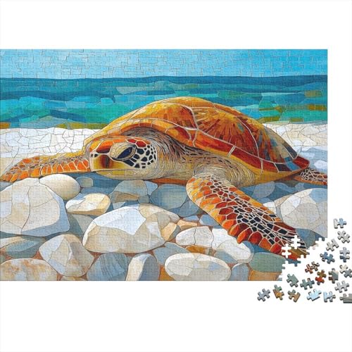 Loggerhead Schildkröte Puzzle Erwachsene 1000 Teile Sizilien Holzpuzzle Stress Abbauen Familien-Puzzlespiel Kräftigen Farben Schöne Geschenkverpackung Lernspiel Spielzeug 1000pcs (75x50cm) von lihuogongsio
