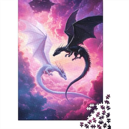 Lover Drache Puzzle Erwachsene 1000 Teile Drache Holzpuzzle Stress Abbauen Familien-Puzzlespiel Kräftigen Farben Schöne Geschenkverpackung Lernspiel Spielzeug 1000pcs (75x50cm) von lihuogongsio
