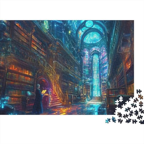 Magic Bibliothek Puzzle 1000 Teile Bibliothek Puzzle Erwachsene Holzpuzzle Stress Abbauen Familien Brain Challenge Lernspiel Premium Quality Spielzeug Geschenk 1000pcs (75x50cm) von lihuogongsio