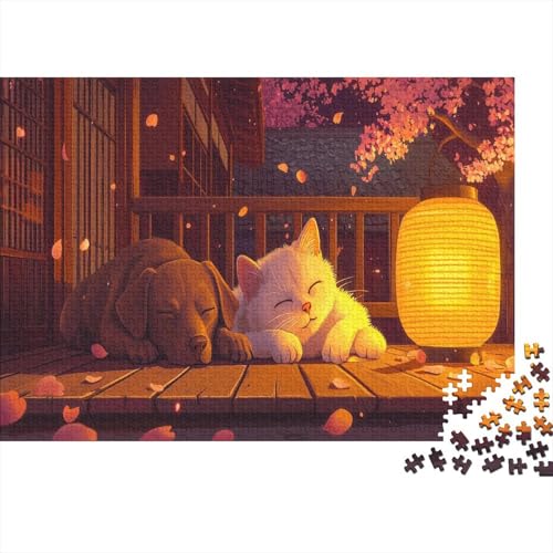 Maltese Hund and Katze Puzzle Erwachsene 1000 Teile Japanisch Village Puzzle Holzpuzzle Geschicklichkeitsspiel Für Die Ganze Familie Schöne Geschenkidee DIY Kreative Unterhaltung 1000pcs (75x50cm) von lihuogongsio