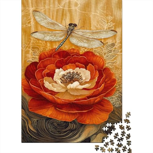 Manzanita-Holzschnitzerei Puzzle 1000 Teile Für Erwachsene Geschicklichkeitsspiel Für Die Ganze Familie Peony Blume Puzzle Premium Quality Schöne Geschenkidee Moderne 1000pcs (75x50cm) von lihuogongsio