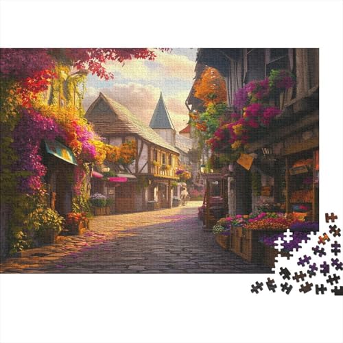 Marktstraße Puzzle Erwachsene 1000 Teile magische Stadt Puzzle Holzpuzzle Geschicklichkeitsspiel Für Die Ganze Familie Schöne Geschenkidee DIY Kreative Unterhaltung 1000pcs (75x50cm) von lihuogongsio
