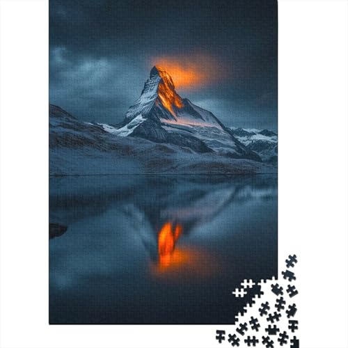 Matterhorn Berg 1000 Stück Puzzles Schweiz Stress Abbauen Familien-Puzzlespiel Kräftigen Farben Schöne Geschenkverpackung Lernspiel Spielzeug Geschenk 1000pcs (75x50cm) von lihuogongsio