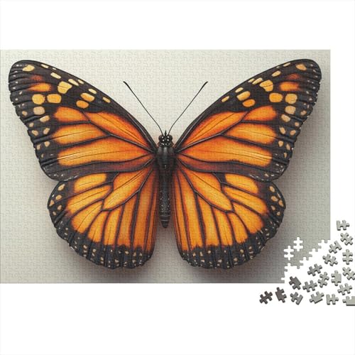 Monarch Schmetterling Puzzle 1000 Teile Holzpuzzle Erwachsene Anspruchsvoll Puzzle Schmetterling DIY Kit Holzspielzeug Einzigartiges Geschenk Moderne Wohnkultur 1000pcs (75x50cm) von lihuogongsio