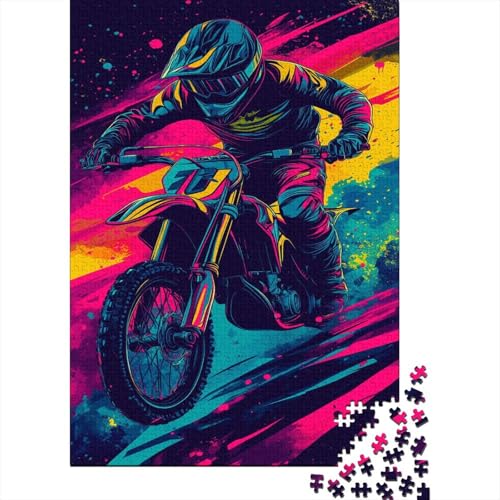 Motocross Puzzle 1000 Teile Puzzle Für Erwachsene Motorrad Brain Challenge Geschicklichkeitsspiel Stress Abbauen Familien Herausforderndes Schöne 1000pcs (75x50cm) von lihuogongsio