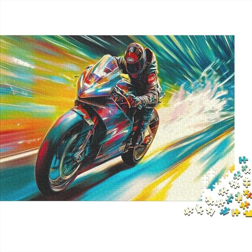 Motorocycle Racing Puzzle 1000 Teile Impossible Für Erwachsene HochwerTiger Rennfahrer Holzpuzzle Erwachsene Fantasy Schöne Geschenkidee DIY Kreative Unterhaltung 1000pcs (75x50cm) von lihuogongsio