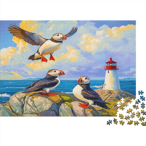 Newfoundland Papageientauchers Puzzle Erwachsene 1000 Teile felsige Küste Spielepuzzles Für Die Ganze Familie Brain Challenge Raumdekoration Lernspiel Spielzeug Moderne Wohnkultur 1000pcs (75x50cm) von lihuogongsio