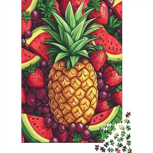 Obst Puzzle Erwachsene 1000 Teile Wassermelone und Erdbeeren Holzpuzzle Stress Abbauen Familien-Puzzlespiel Kräftigen Farben Schöne Geschenkverpackung Lernspiel Spielzeug 1000pcs (75x50cm) von lihuogongsio