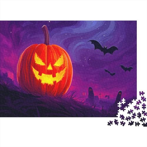 Orangefarbener Kürbis 1000 Stück Puzzles Halloween Impossible Puzzle Schwer Für Erwachsene Lernspiel Spielzeug Geschenk Schöne Geschenkverpackung Premium Quality Mehrfarbig 1000pcs (75x50cm) von lihuogongsio