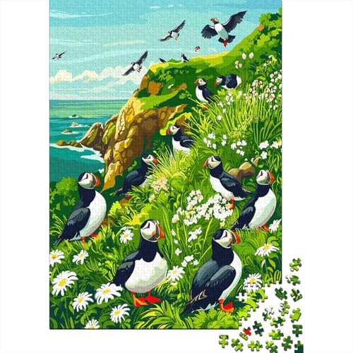 Papageientaucher Puzzle 1000 Teile Skomer Insel Puzzle Erwachsene Holzpuzzle Stress Abbauen Familien Brain Challenge Lernspiel Premium Quality Spielzeug Geschenk 1000pcs (75x50cm) von lihuogongsio