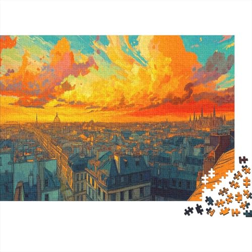 Paris Stadt Puzzle 1000 Teile SonneNonnetergangswolken Puzzle Erwachsene Spielepuzzles HochwerTiger Holzpuzzle Erwachsene Geschicklichkeitsspiel Lernspiel Spielzeug Geschenk Schöne 1000pcs (75x50cm) von lihuogongsio