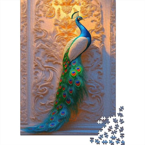 Pfau Puzzle Erwachsene 1000 Teile leuchtendes Gefieder Spielepuzzles Für Die Ganze Familie Brain Challenge Raumdekoration Lernspiel Spielzeug Moderne Wohnkultur 1000pcs (75x50cm) von lihuogongsio