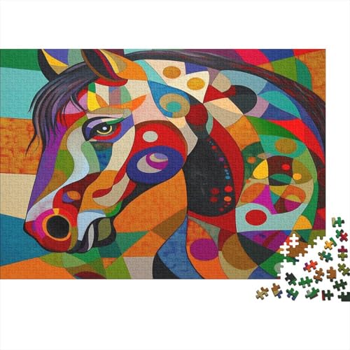 Pferd Puzzle 1000 Teile Impossible Für Erwachsene HochwerTiger abstrakte Kunst Holzpuzzle Erwachsene Fantasy Schöne Geschenkidee DIY Kreative Unterhaltung 1000pcs (75x50cm) von lihuogongsio