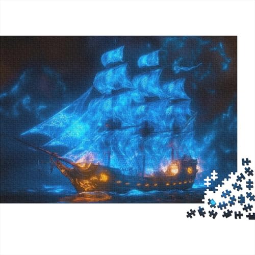 Phantom Schiff Puzzle 1000 Teile Holzpuzzle Erwachsene Anspruchsvoll Puzzle Three-masted Schiff DIY Kit Holzspielzeug Einzigartiges Geschenk Moderne Wohnkultur 1000pcs (75x50cm) von lihuogongsio