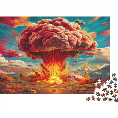 Pilz Cloud Puzzle Erwachsene 1000 Teile Kernwaffenexplosion Holzpuzzle Stress Abbauen Familien-Puzzlespiel Kräftigen Farben Schöne Geschenkverpackung Lernspiel Spielzeug 1000pcs (75x50cm) von lihuogongsio