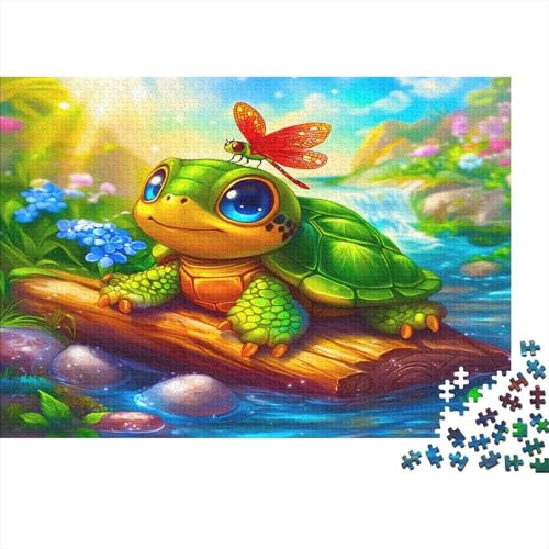 Red-Eared Schildkröte Puzzle 1000 Teile Schildkröte Puzzle Erwachsene Holzpuzzle Stress Abbauen Familien Brain Challenge Lernspiel Premium Quality Spielzeug Geschenk 1000pcs (75x50cm) von lihuogongsio