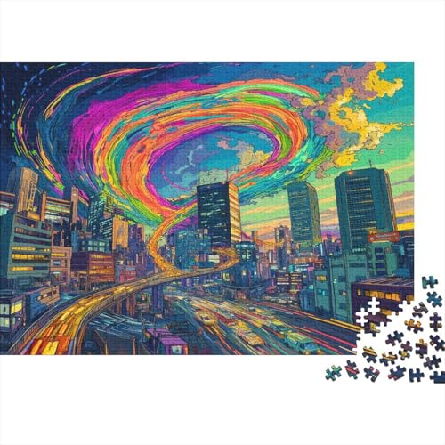 Retro-Zukunftsstadt Puzzle 1000 Teile Stadt Puzzle Erwachsene Spielepuzzles HochwerTiger Holzpuzzle Erwachsene Geschicklichkeitsspiel Lernspiel Spielzeug Geschenk Schöne 1000pcs (75x50cm) von lihuogongsio