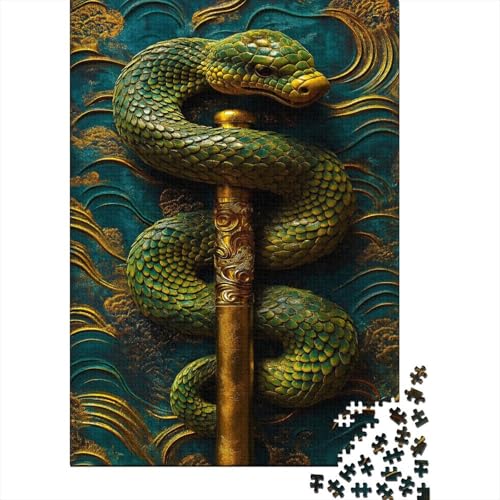 Riesenpython Puzzle Erwachsene 1000 Teile Gold Cudgel Spielepuzzles Für Die Ganze Familie Brain Challenge Raumdekoration Lernspiel Spielzeug Moderne Wohnkultur 1000pcs (75x50cm) von lihuogongsio