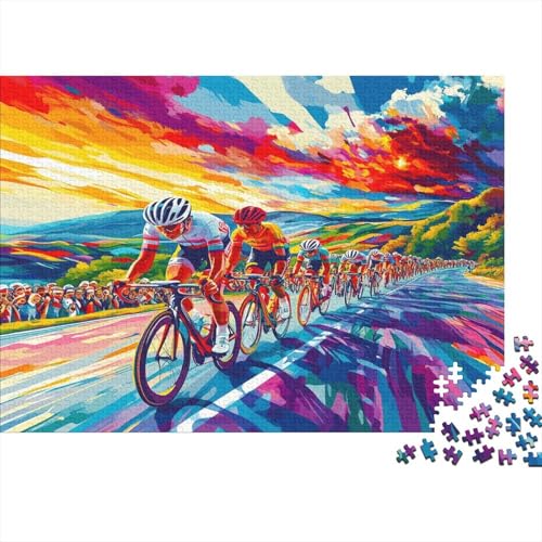 Road Radrennen Puzzle Erwachsene 1000 Teile Stress Abbauen Premium Quality DIY Kreative Puzzle Straßenradfahrer Unterhaltung Schöne Geschenkidee Kräftigen Farben 1000pcs (75x50cm) von lihuogongsio