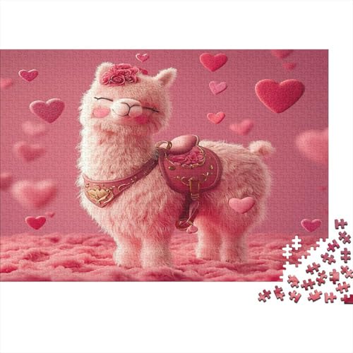 Rosa Llama Puzzle Erwachsene 1000 Teile Holzpuzzle Erwachsene Lernspiel Puzzle Alpaka Spielzeug Geschenk Stress Abbauen Einzigartiges Geschenk 1000pcs (75x50cm) von lihuogongsio