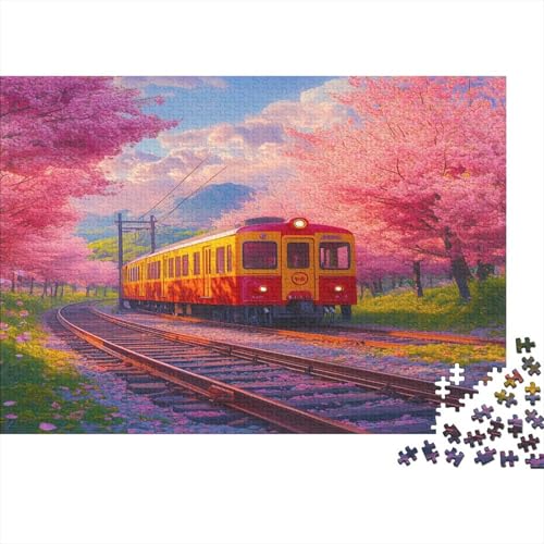 Sagano-Romantikzug Puzzle Erwachsene 1000 Teile Kirschblütenbäume Puzzle Holzpuzzle Geschicklichkeitsspiel Für Die Ganze Familie Schöne Geschenkidee DIY Kreative Unterhaltung 1000pcs (75x50cm) von lihuogongsio