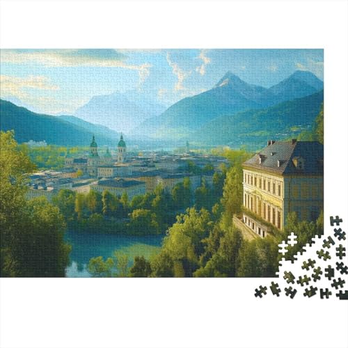Salzburg, Österreich 1000 Stück Puzzles historische Städte Puzzle Erwachsene Schwer Für Erwachsene Lernspiel Spielzeug Geschenk Schöne Geschenkverpackung Premium Quality Mehrfarbig 1000pcs (75x50cm) von lihuogongsio