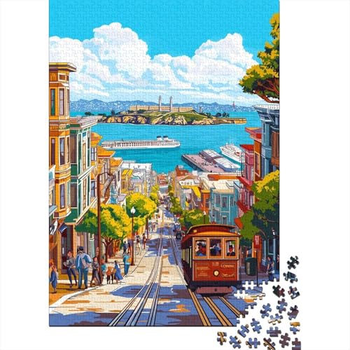 San Francisco Puzzle Erwachsene 1000 Teile AlKatzeraz Insel Puzzle Geschicklichkeitsspiel Für Die Ganze Familie DIY Kreative Unterhaltung Schöne Geschenkidee Premium Quality 1000pcs (75x50cm) von lihuogongsio
