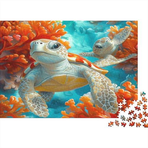 Schildkröte 1000 Stück Puzzles Meermless Coral Puzzle Erwachsene Schwer Für Erwachsene Lernspiel Spielzeug Geschenk Schöne Geschenkverpackung Premium Quality Mehrfarbig 1000pcs (75x50cm) von lihuogongsio