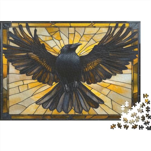 Schwarze Krähe 1000 Stück Puzzles Buntglas Puzzle Lernspiel Spielzeug Geschenk Geschicklichkeitsspiel Für Die Ganze Familie Schöne Geschenkidee DIY Kreative 1000pcs (75x50cm) von lihuogongsio