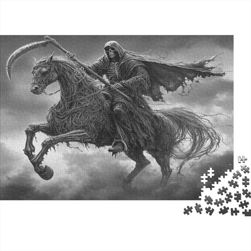 Sensenmann Puzzle 1000 Teile Impossible Für Erwachsene HochwerTiger Skelettpferd Holzpuzzle Erwachsene Fantasy Schöne Geschenkidee DIY Kreative Unterhaltung 1000pcs (75x50cm) von lihuogongsio