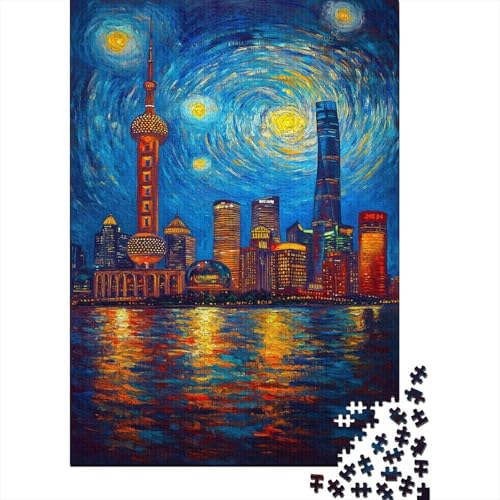 Shanghai China Puzzle Erwachsene 1000 Teile Ölgemälde Spielepuzzles Für Die Ganze Familie Brain Challenge Raumdekoration Lernspiel Spielzeug Moderne Wohnkultur 1000pcs (75x50cm) von lihuogongsio