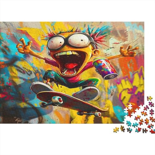 Skateboard Puzzle 1000 Teile Graffiti-Kunst Puzzle Erwachsene Spielepuzzles HochwerTiger Holzpuzzle Erwachsene Geschicklichkeitsspiel Lernspiel Spielzeug Geschenk Schöne 1000pcs (75x50cm) von lihuogongsio