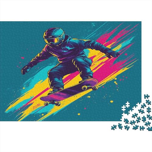 Skateboard Puzzle Erwachsene 1000 Teile Graffiti-Kunst Holzpuzzle Stress Abbauen Familien-Puzzlespiel Kräftigen Farben Schöne Geschenkverpackung Lernspiel Spielzeug 1000pcs (75x50cm) von lihuogongsio