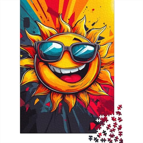 Smiling Sonne 1000 Stück Puzzles Cartoon-Kritzelei Puzzle Lernspiel Spielzeug Geschenk Geschicklichkeitsspiel Für Die Ganze Familie Schöne Geschenkidee DIY Kreative 1000pcs (75x50cm) von lihuogongsio